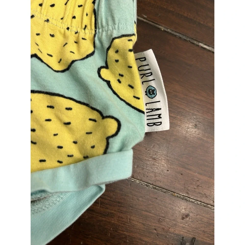 Purl Lamb Lemon Diaper Cover Shorts 12-18 Months Summer Cotton